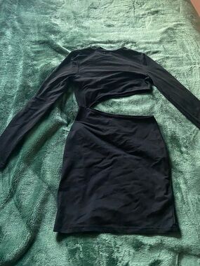 Long-Sleeve Black Cutout Bodycon Dress